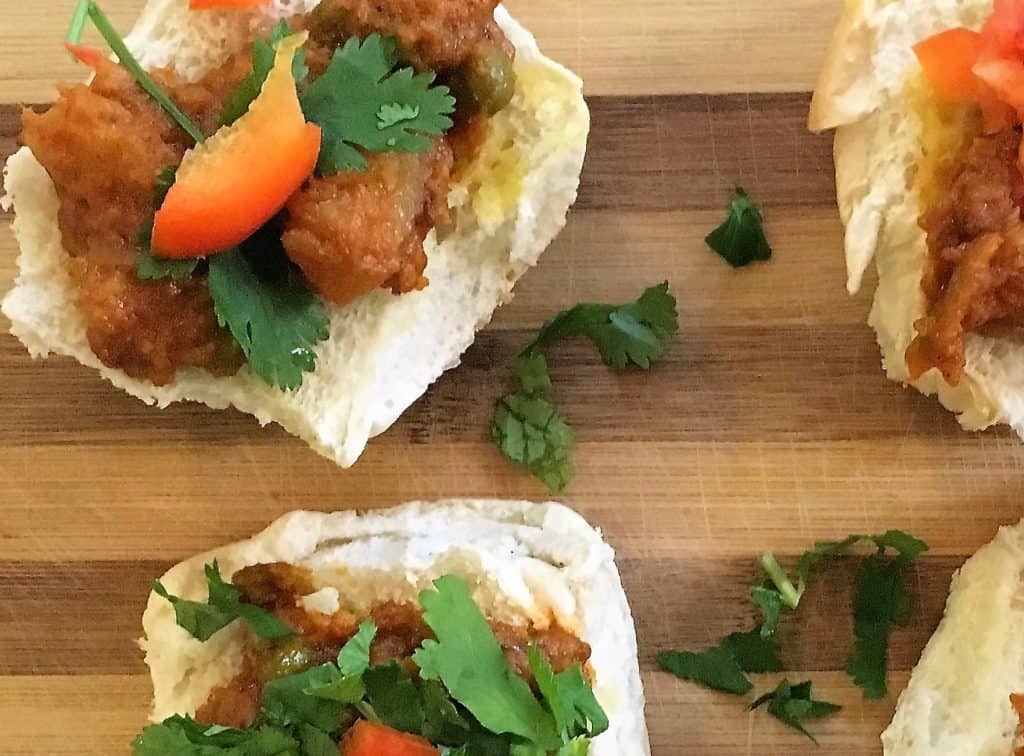 Close-up of open Pau Bhaji