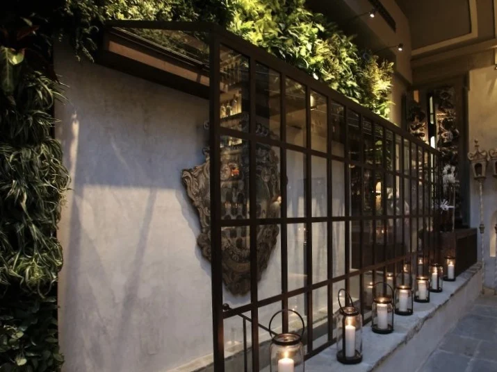 Locale restaurant garden area near the entrance