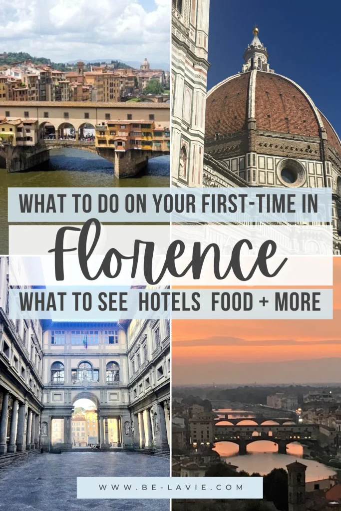 Florence for first-time visitors Pinterest Pin: 4 images overlayed with text