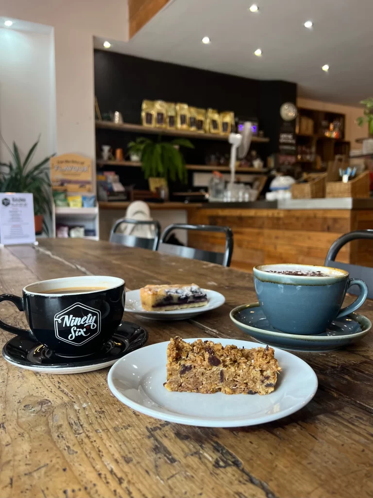 Coffees and flapjacks at at Ninety Six Degrees Cafe, Leicester