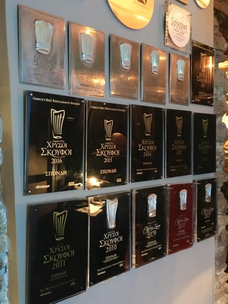 Elegant dining at 2 Michelin Star Spondi in Athens. Spondi's accolades