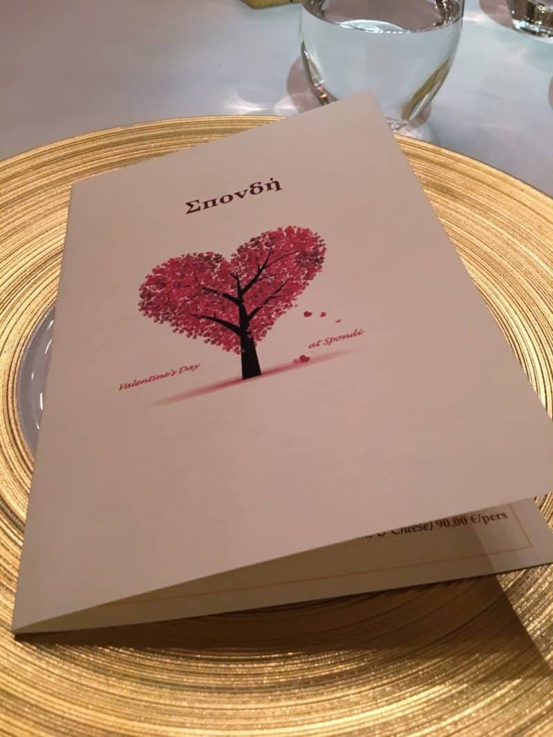 Elegant dining at 2 Michelin Star Spondi in Athens Valentines Menu