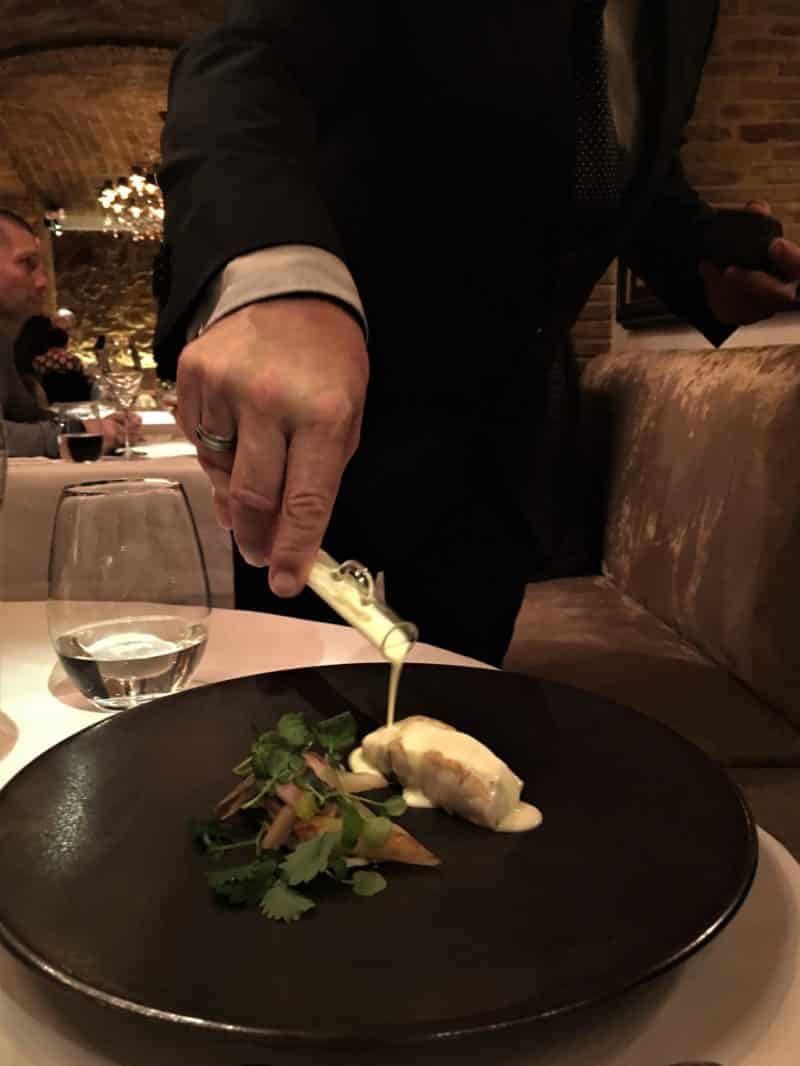 Elegant dining at 2 Michelin Star Spondi in Athens Sea Bass