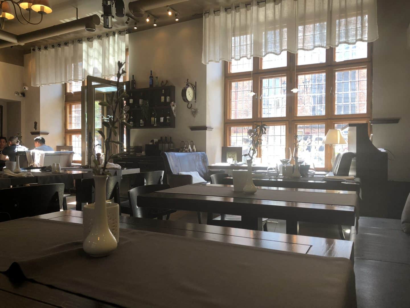 Domini Canes Restaurant interiors with a window view, Riga