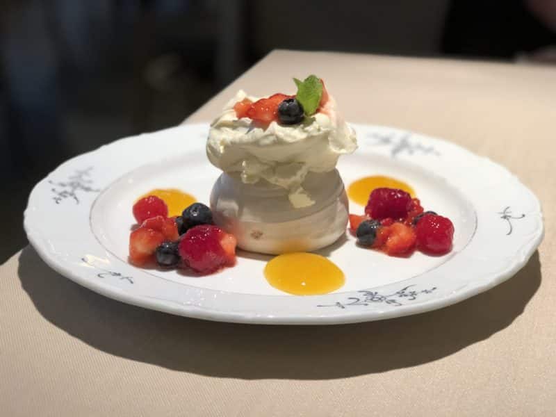 Vegetarian-friendly food in Riga: Strawberry pavlova at Riviera Rstaurant