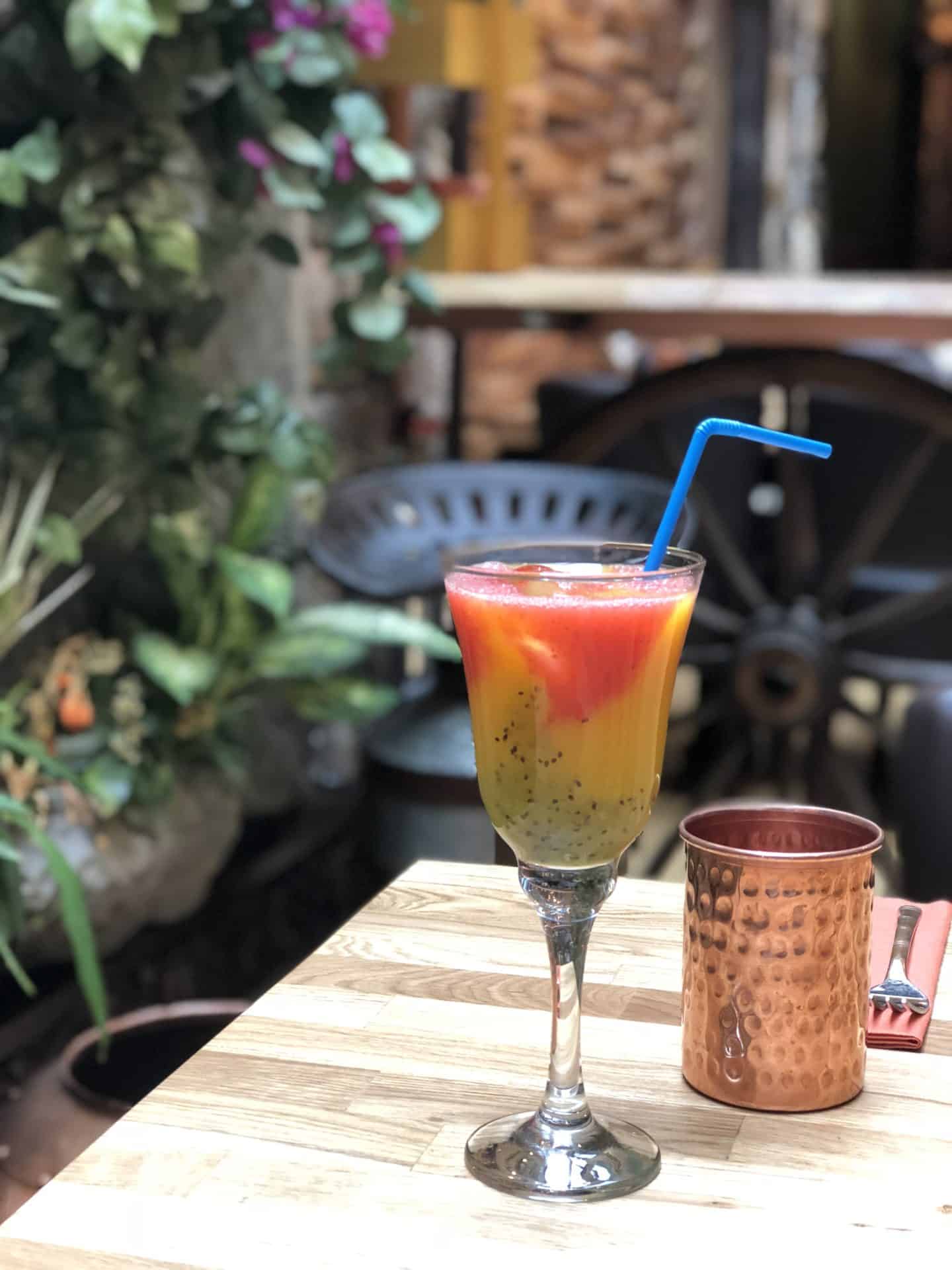 Vegetarian Keralan food at Herb Leicester. The Triveni juice.