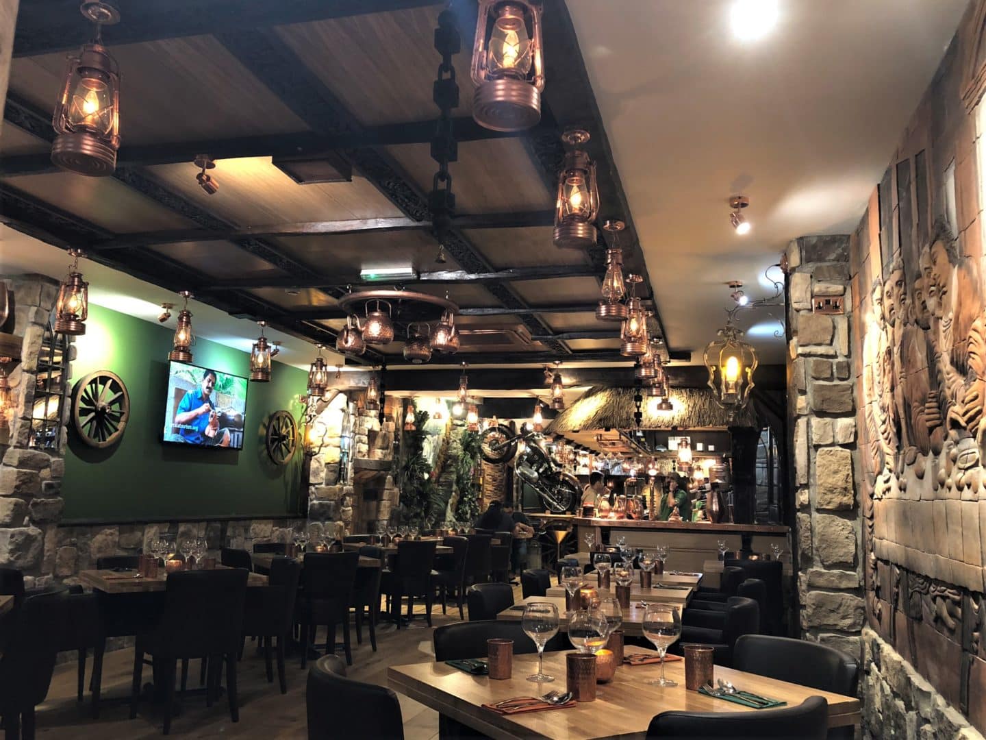 Vegetarian Keralan food at Herb Leicester. Traditional Kerala style interiors