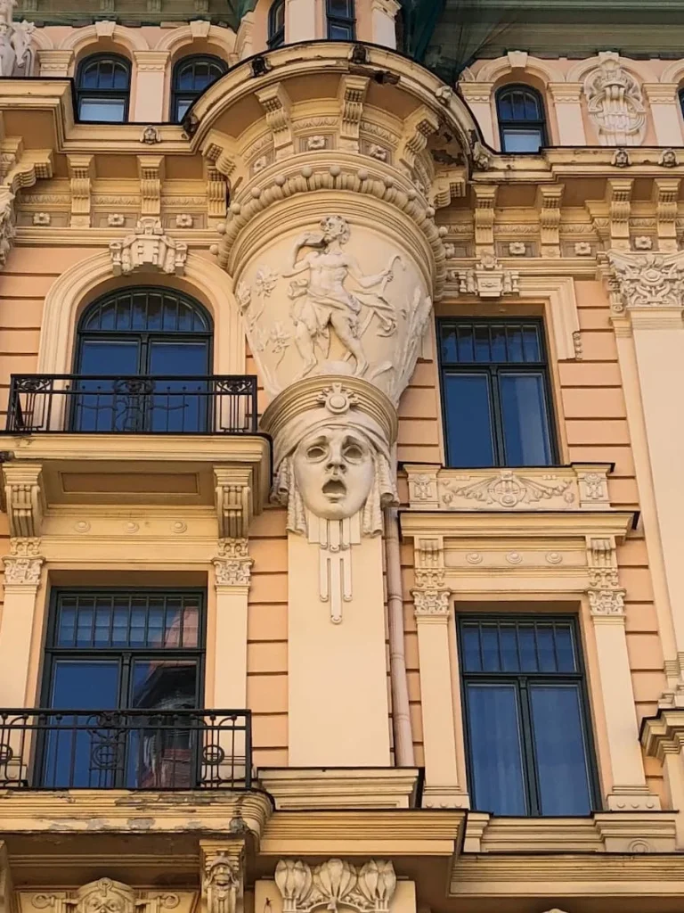 Art Nouveau Buildings with intricate work in Riga