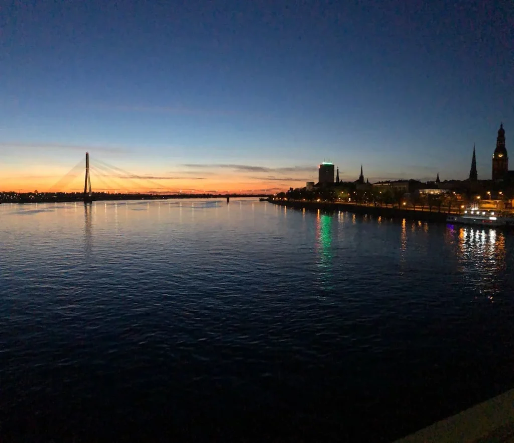 Daugave River at sunset in Riga