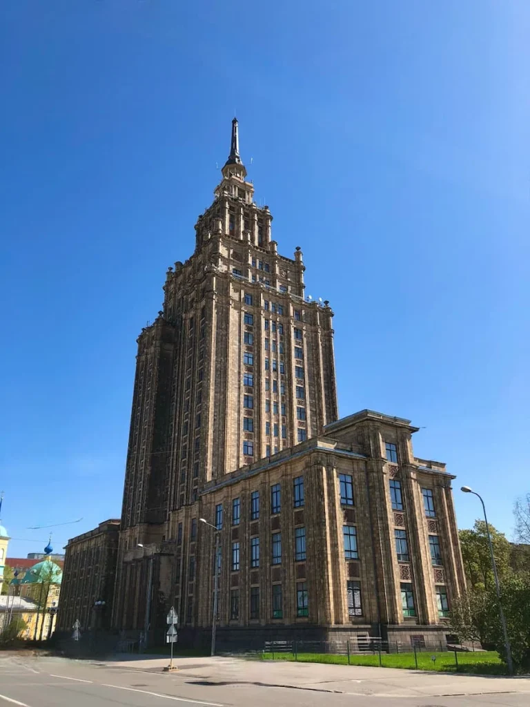 Latvian Academy of Sciences complete building from street level, Riga