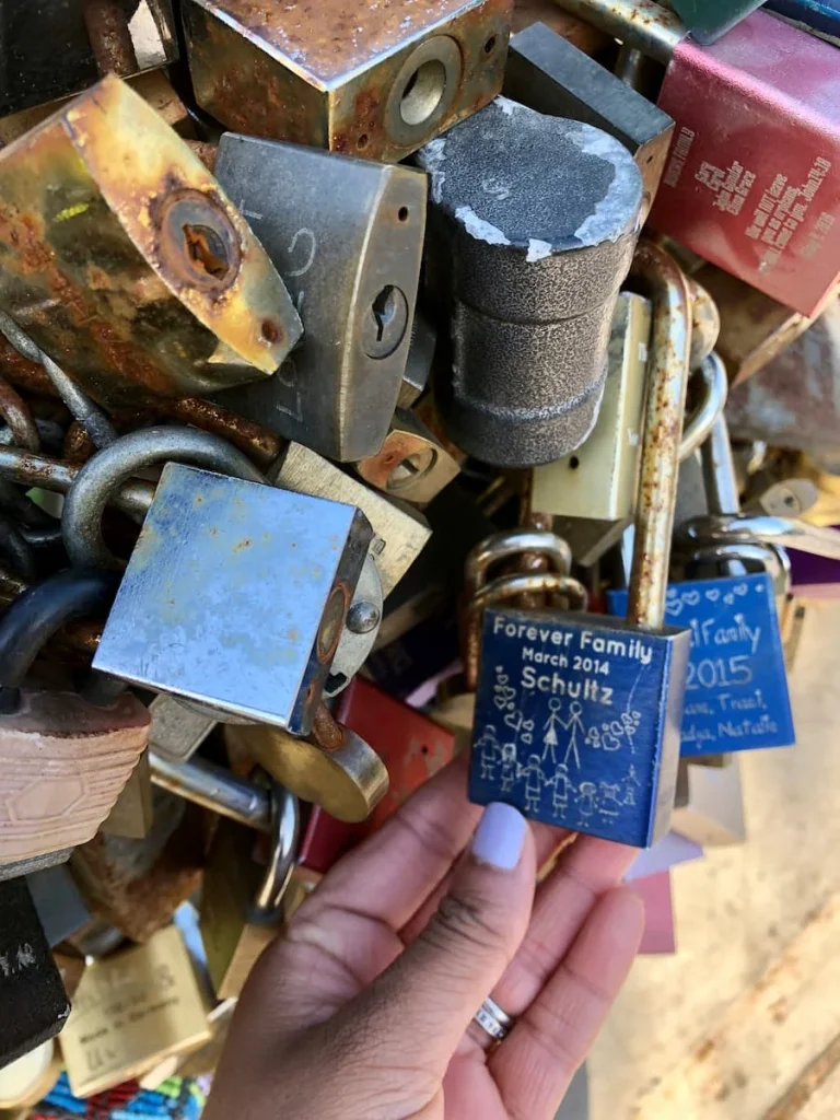 colourful Love locks at Bastion Hill Park, riga