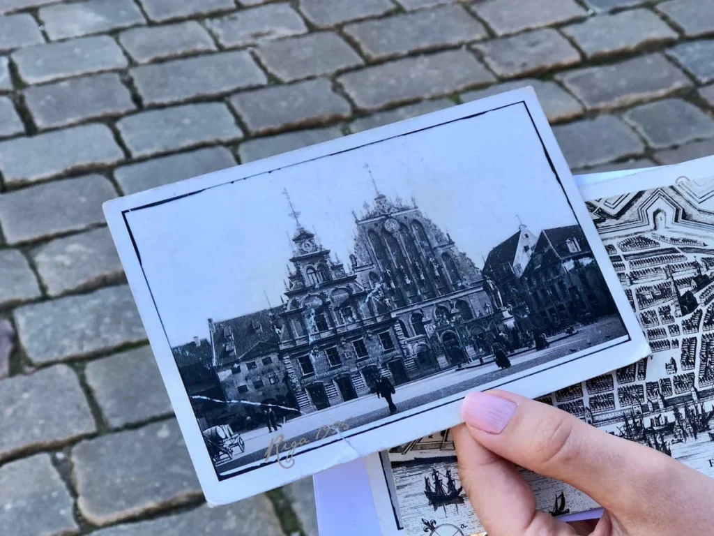 The House of the Blackheads postcard, Riga showing what it was like when it was first erected