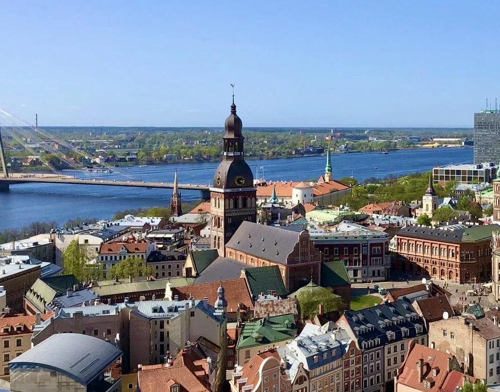 Views over the Daugava River and Church from St Peter's Church when spending 3 days in Riga