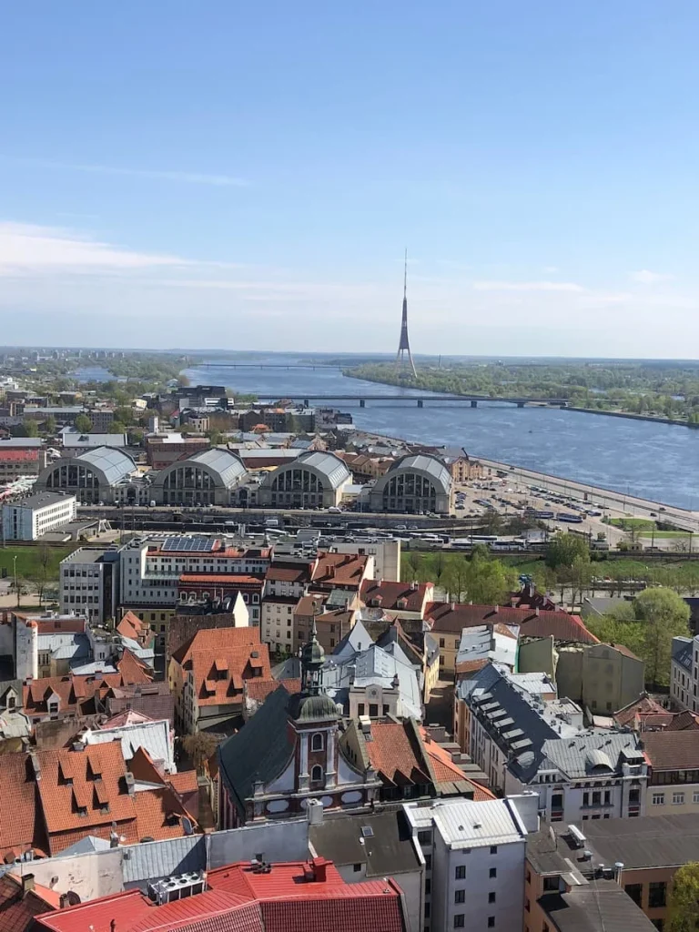 Views over the Daugava River and City from St Peter's Church when spending 3 days in Riga