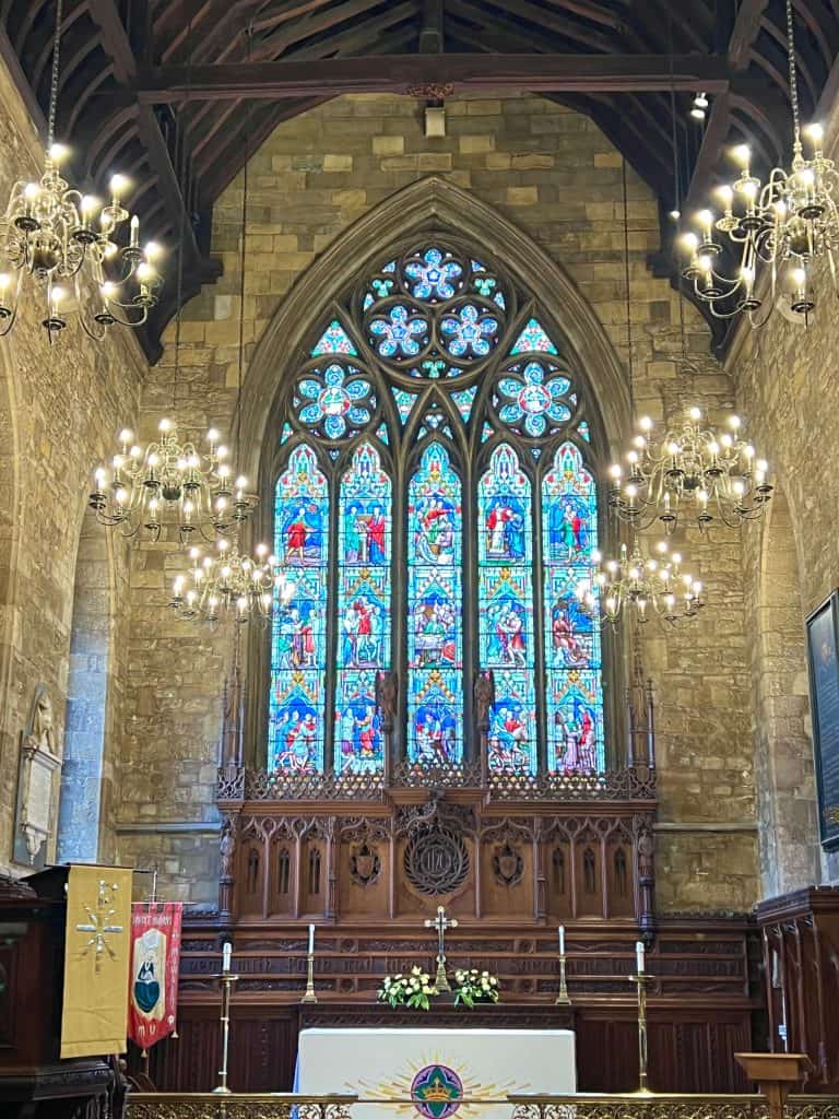 Stained glass windown in St Mary's Church Melton Mowbray