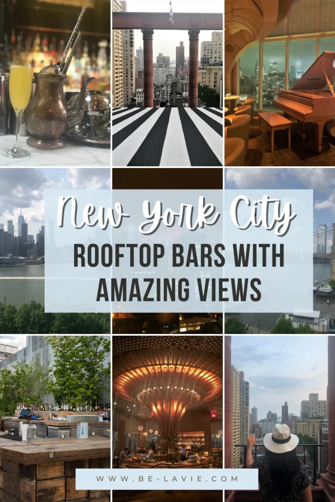 ooftop Bars in New York City With Views of New York City Pinterest Pin with 9 images overlayed with text