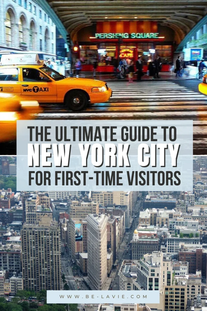 NYC Bucketlist pinterest pin with 2 images overlaid with text
