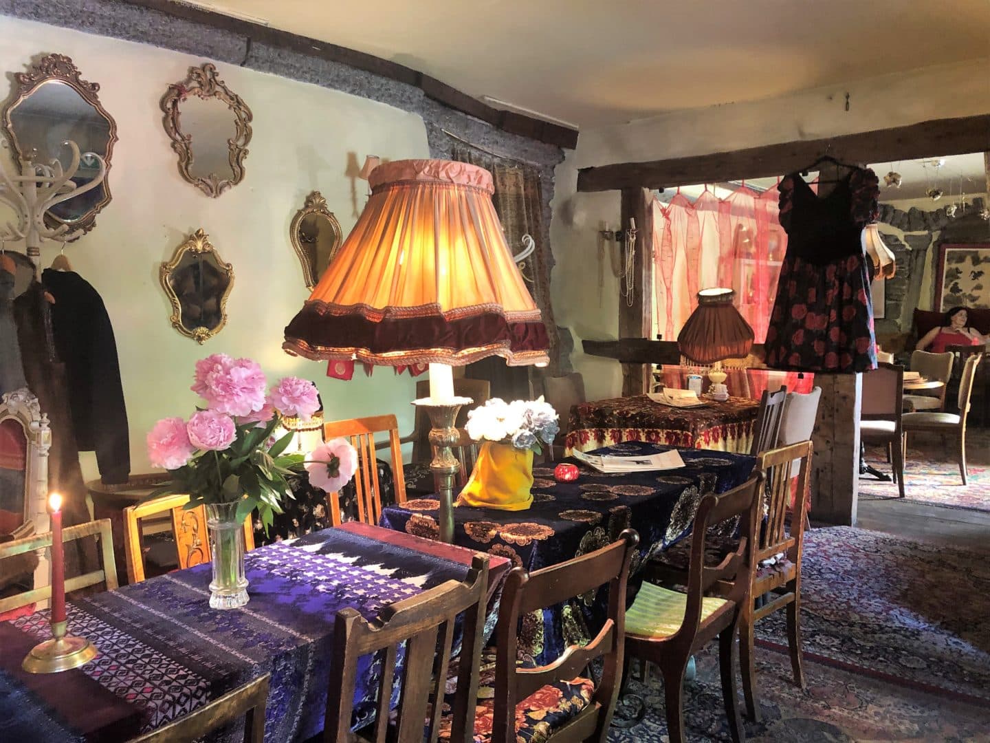 Quirky interiors with big lamps at Pierre Chocolaterie, Tallinn