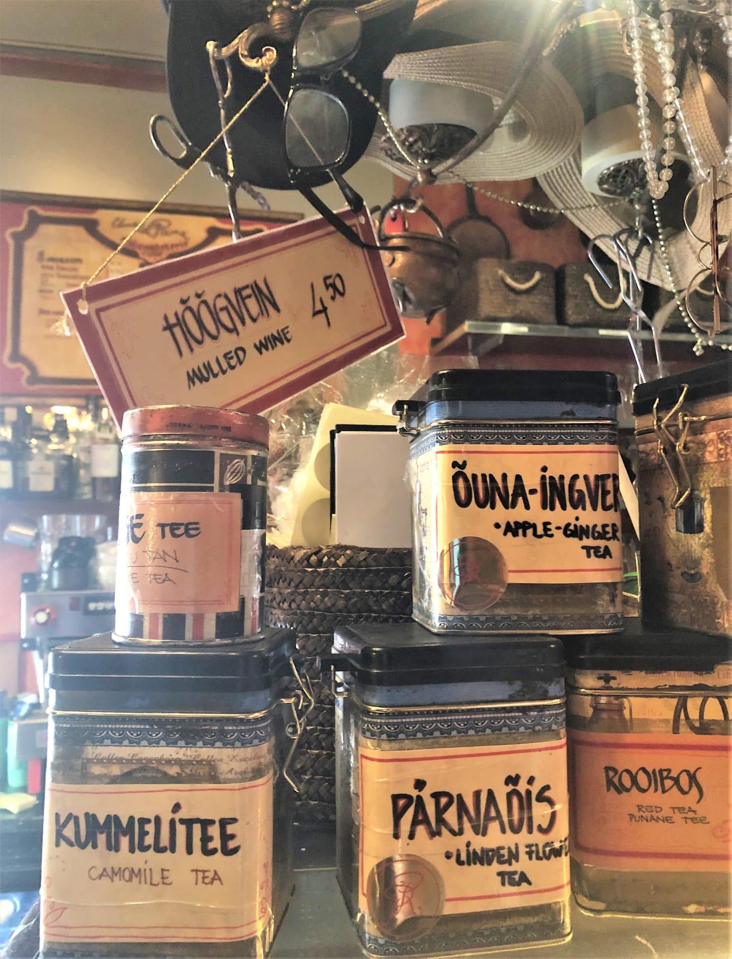 A selection of tinned teas at Pierre Chocolaterie in Tallinn.