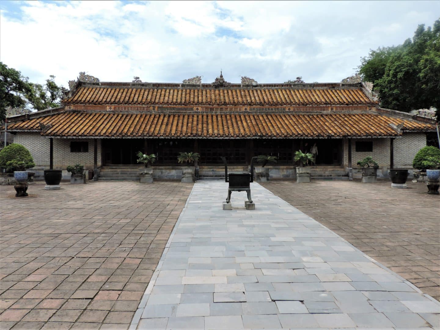 King Tu Duc Tomb in Hue with a pagoda in the distance, Hue