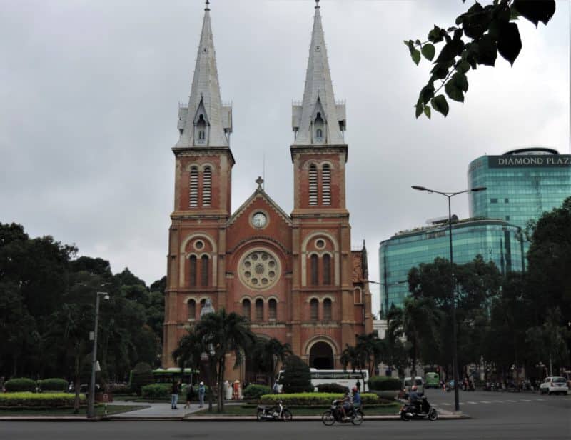 Notre Dame cathedral replica inHo Chi Minh City from the outside 