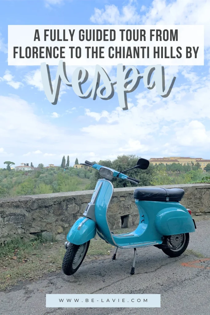 Vespa tour from Florence Pinterest Pin with 1 image overlayed with text