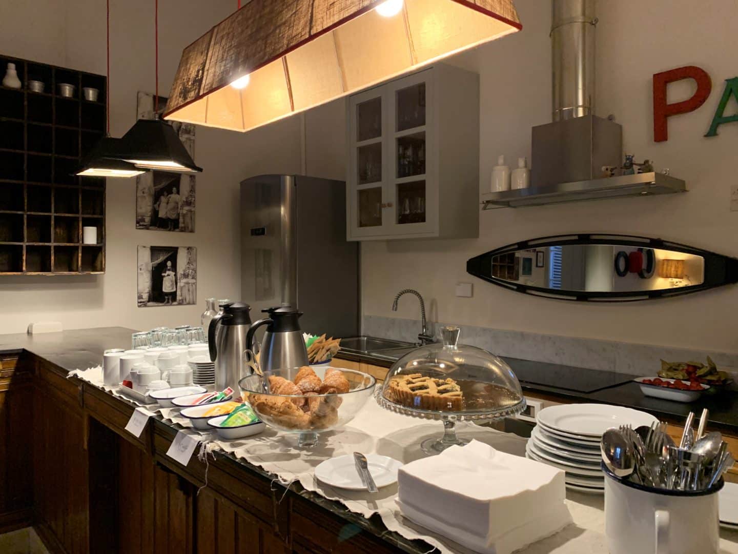 Soprarno Suites kitchen area for guests with snacks and an honesty bar