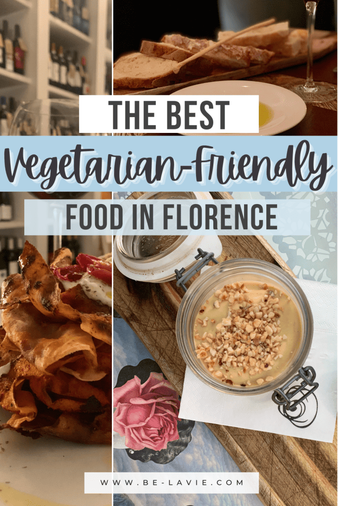 Various 3 vegetarian-friendly food in Florence images with overlay writing saying, 'The best vegetarian-friendly food in Florence'  Pinterest Pin