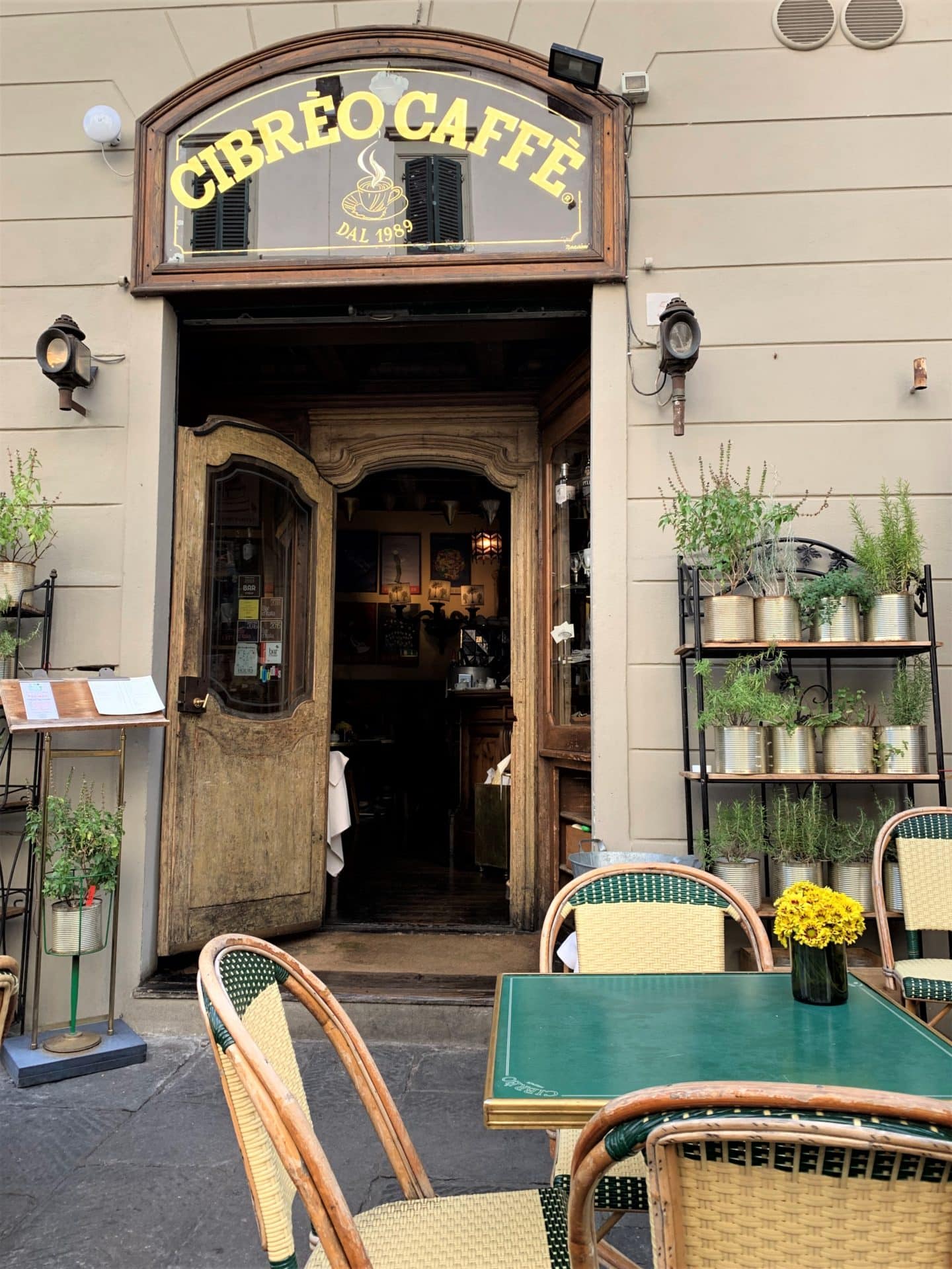 The front door of Cibrèo Caffè. Vegetarian-friendly food in Florence