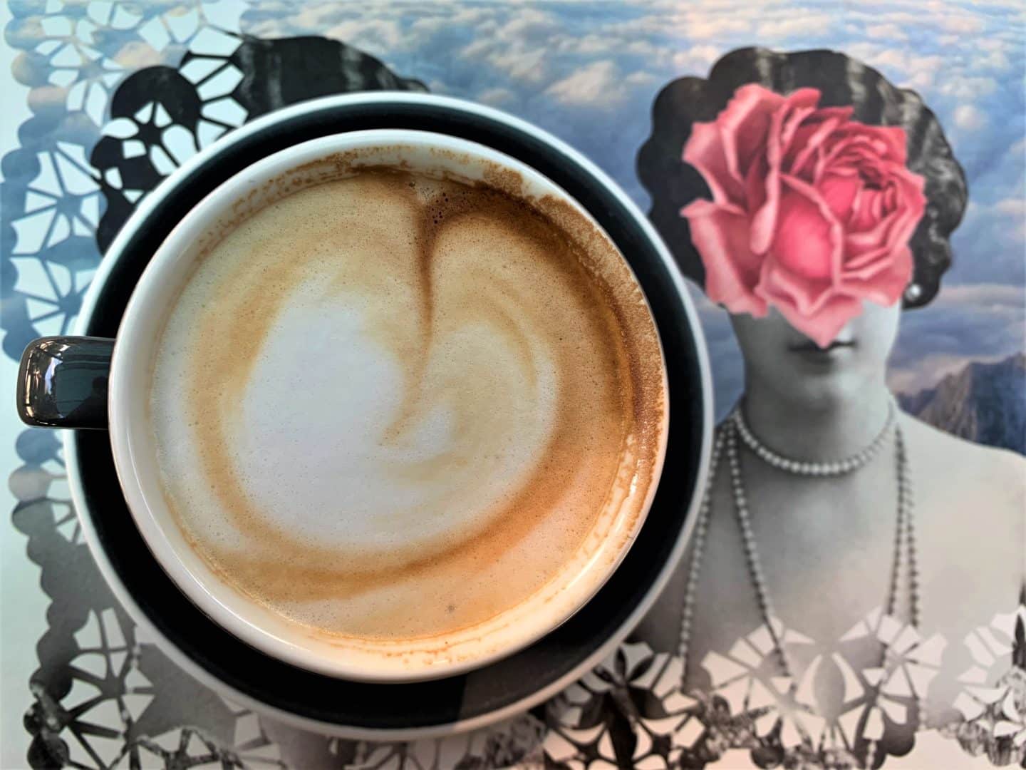 Cappuccino flat lay at Santarosa Bistrot. vegetarian-friendly food in Florence.