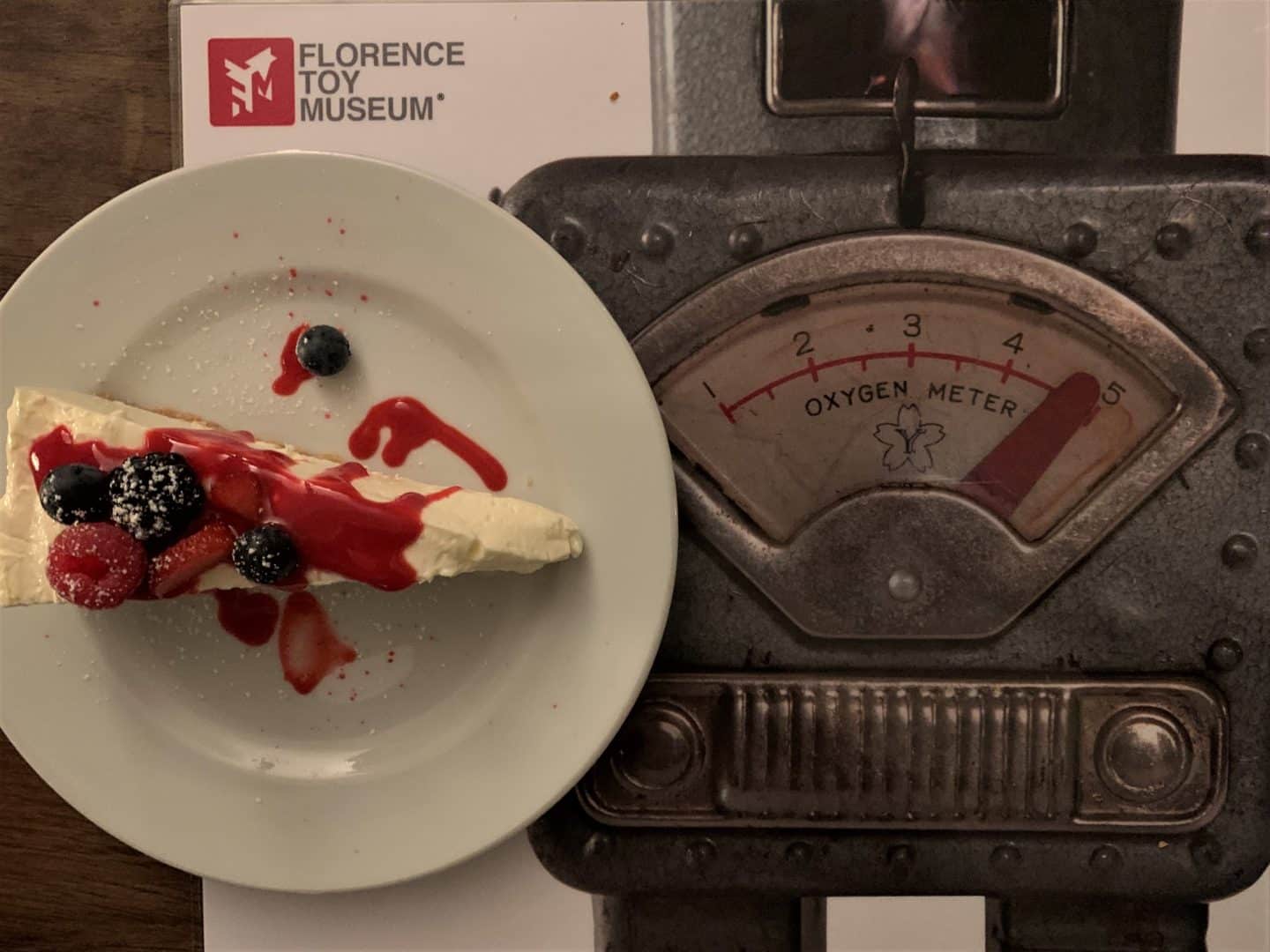 Vegetarian-friendly food in Florence A cheesecake with summer fruits and strawberry coulis on top at BRAC