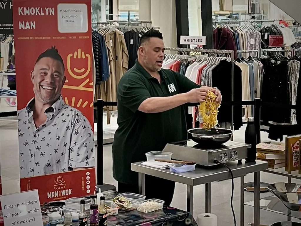 Kwoklyn Wan at JohnLewis in Leicester doing Chinese Food demonstrations