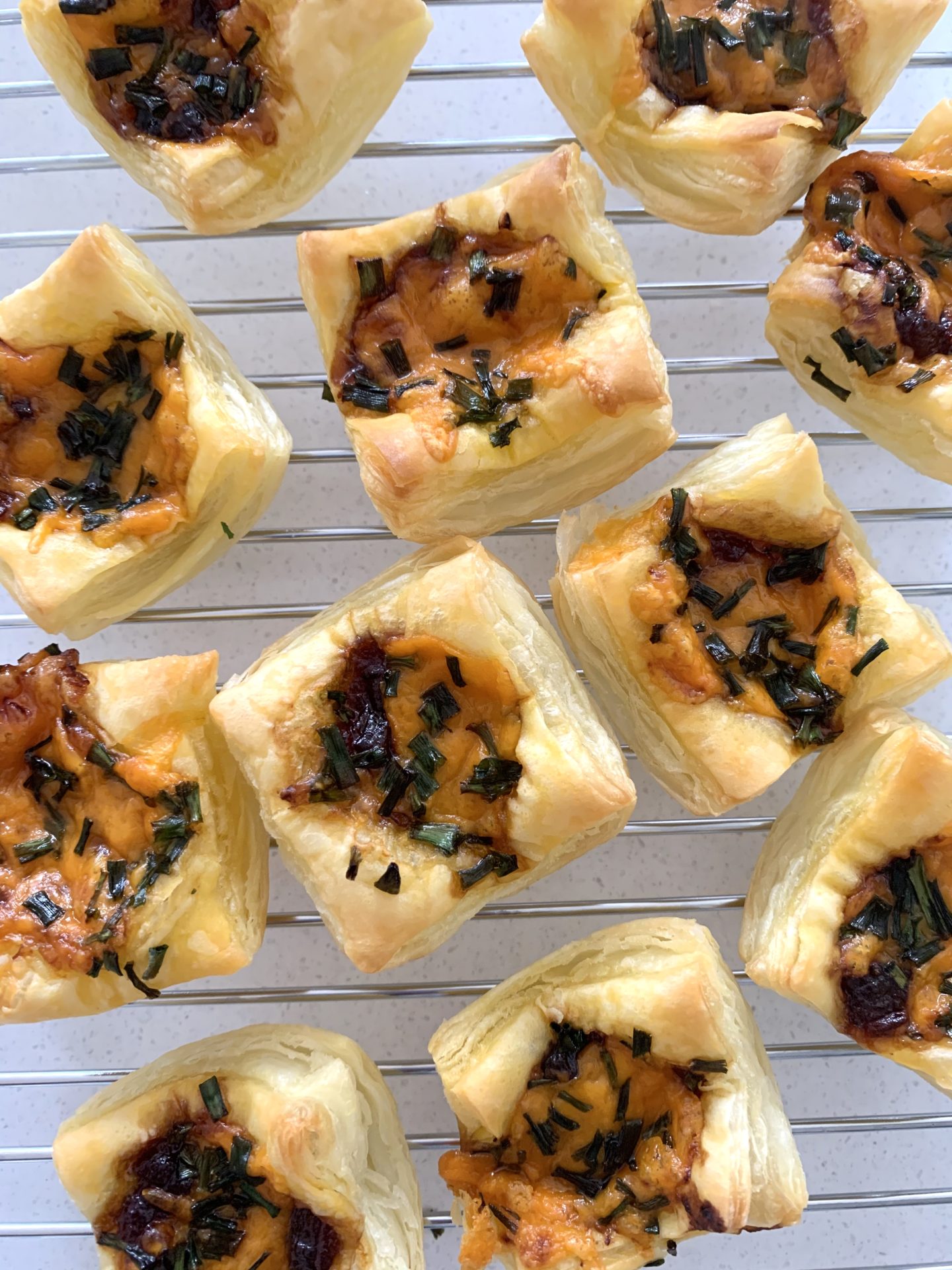 Red Leicester tarts made from puff pastry straight of the oven