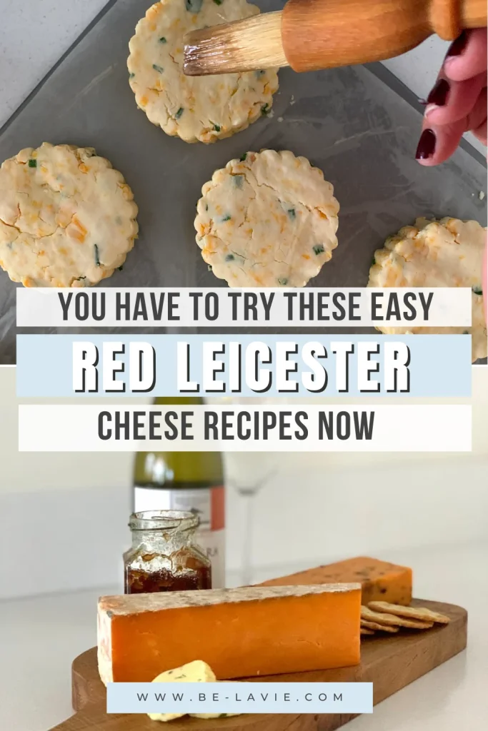 Red Leicester cheese Pinterest Pin with 4 images overlaid with text