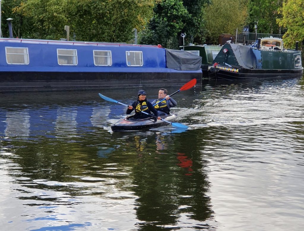 Kayaking along the River Soar, Leicestershire