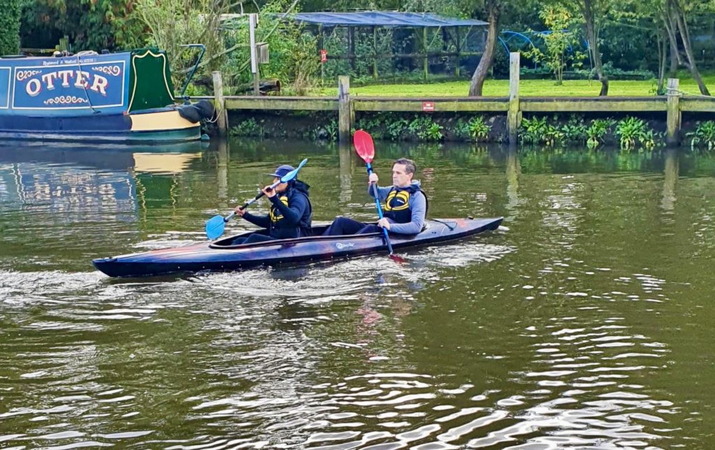 Kayaking along the River Soar, Leicestershire