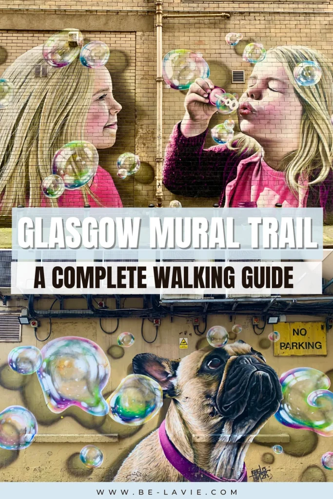 Glasgow Mural Trail Pinterest Pin with 2 images overlaid with text