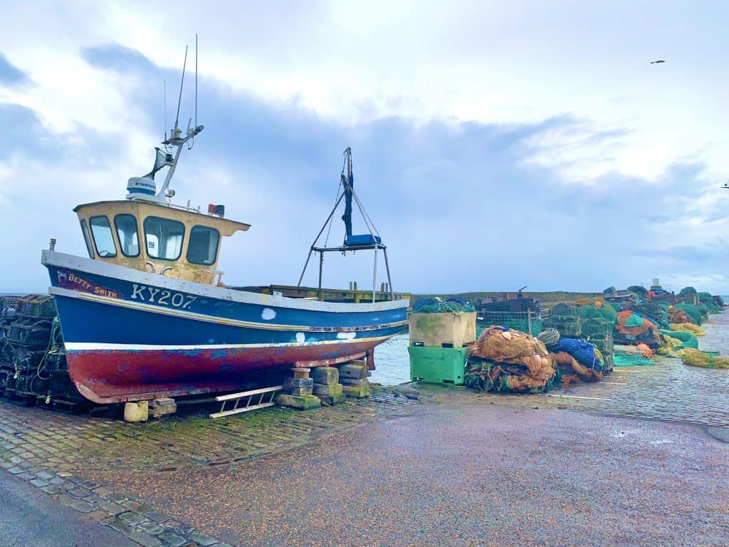 Villages and towns in Fife:Fishing Boats Scenes with oyster crates, Pittenweem