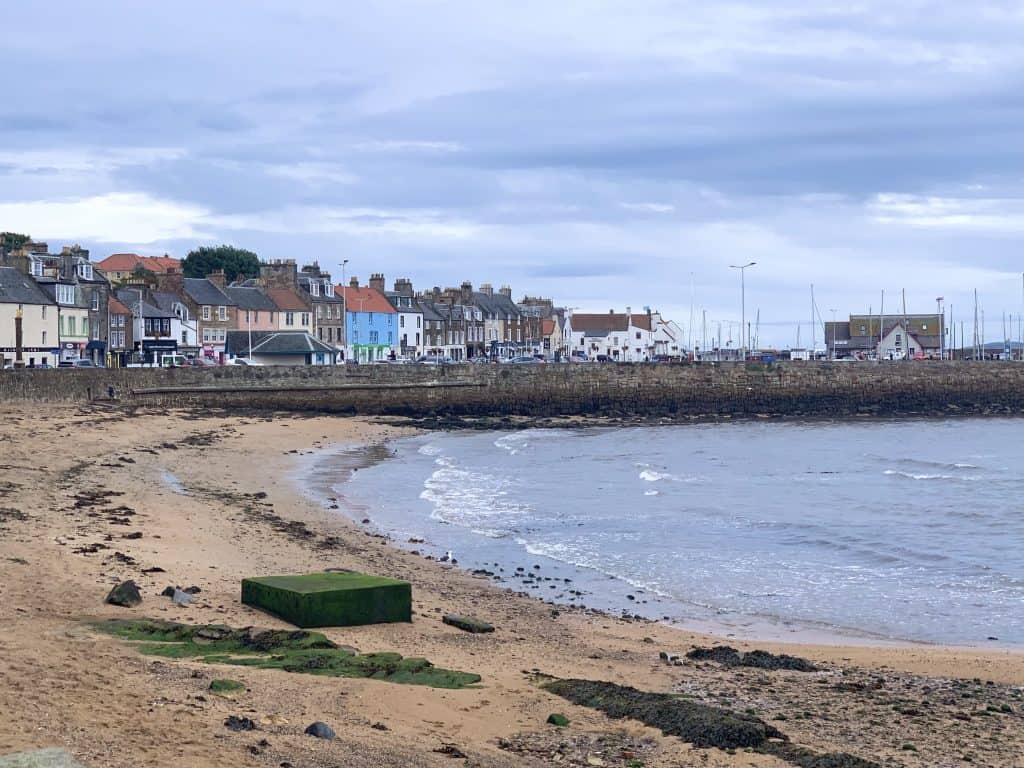 Villages and towns in Fife: Anstruther Harbour alternate view of coloured houses and shops lining the harbour