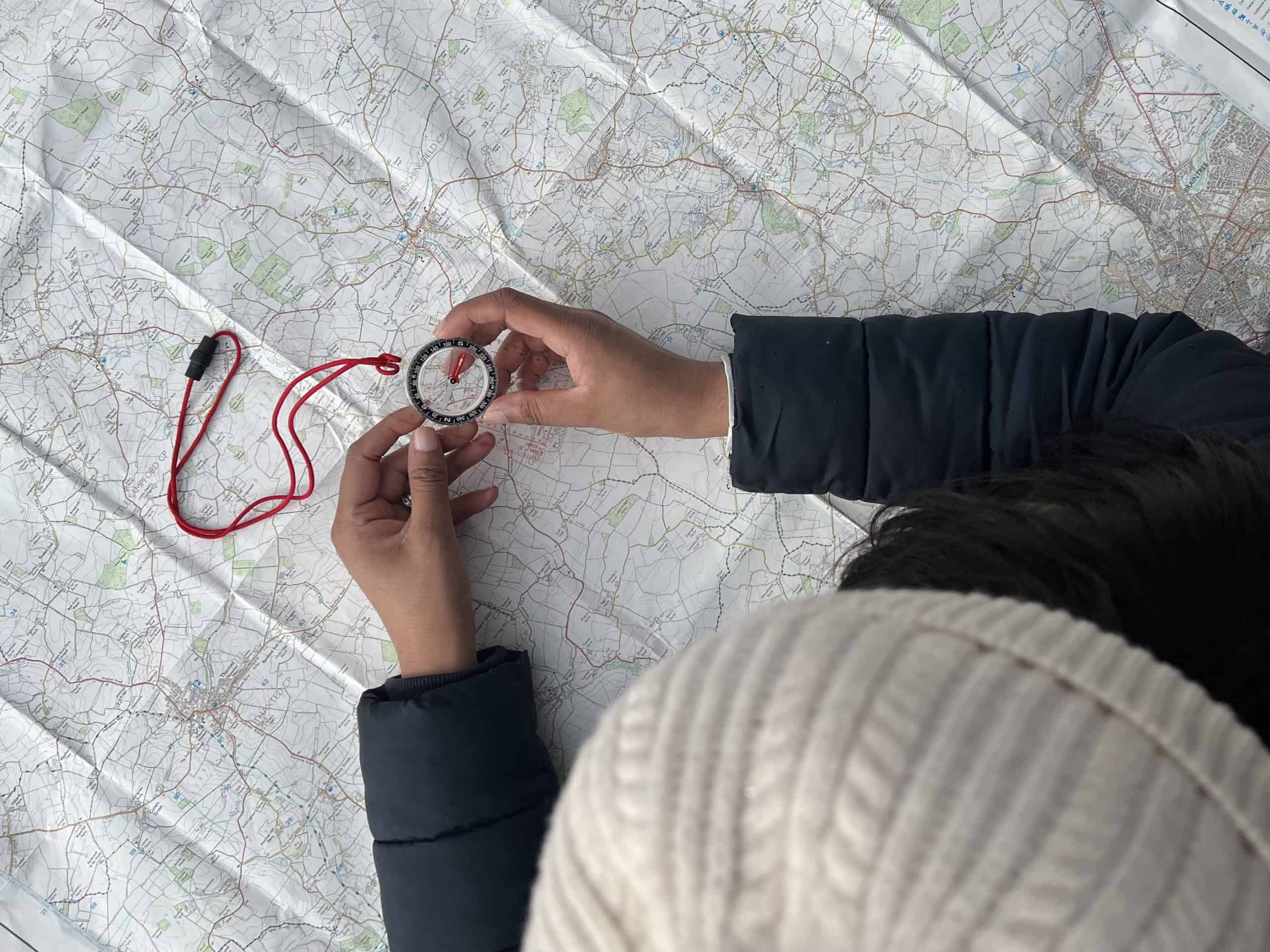 Compass and map at digital detox Pablo cabin