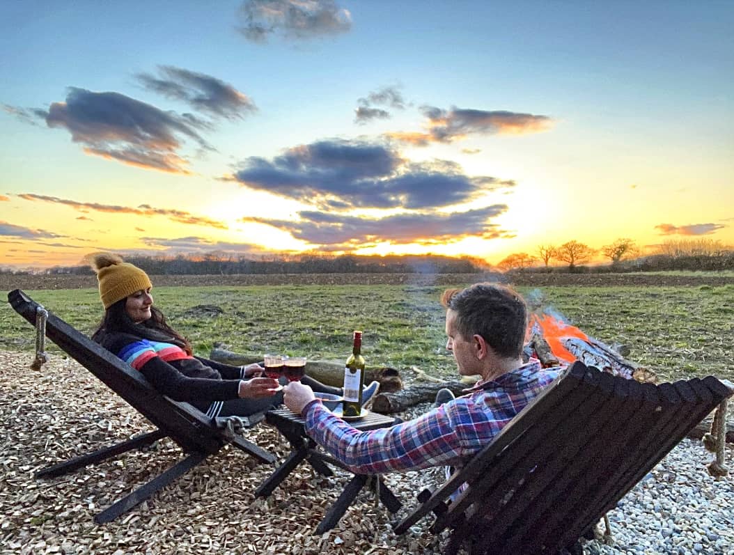 Digital detox watching the sunset with the fire pit
