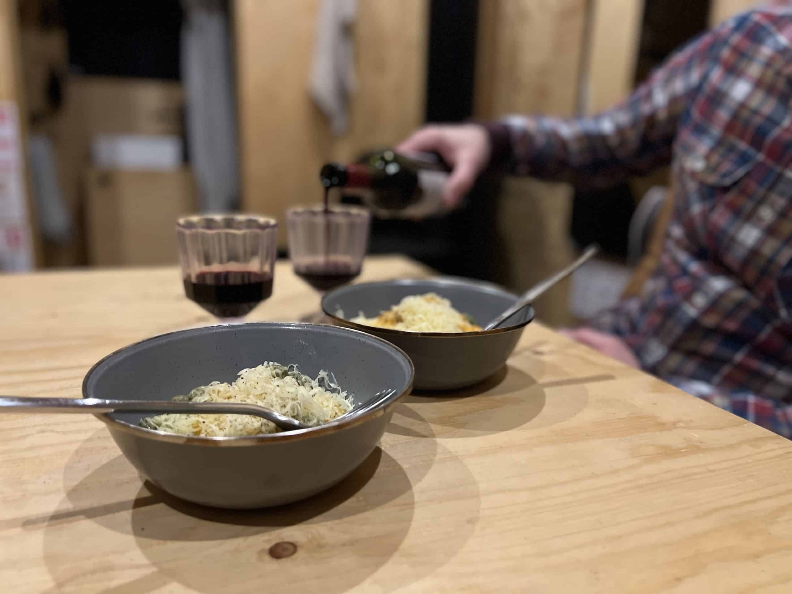 Pasta dinner at Pablo Cabin