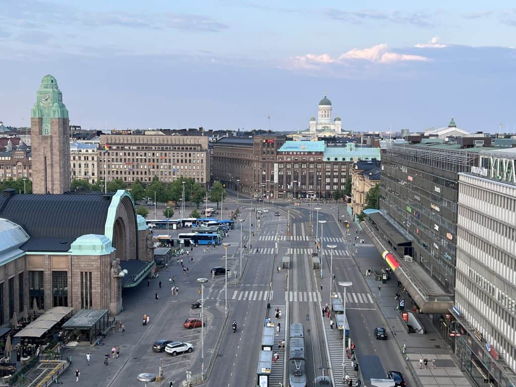 Loiste Rooftop Bar view of central station in Helsinki