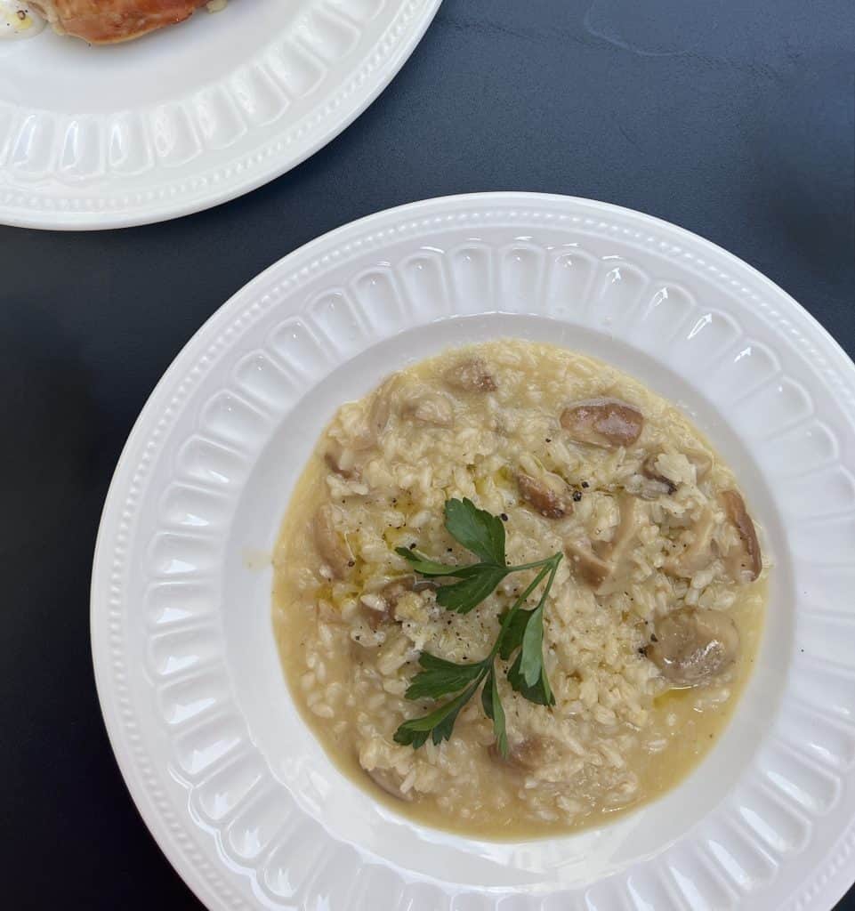 Restaurants in Helsinki: Mushroom Risotto outside on street terrace