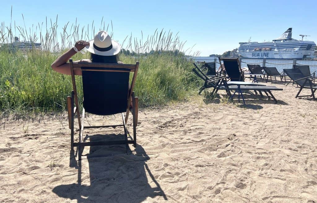 Photo Locations in Helsinki, Allas Sea Pool beach area with deck chair