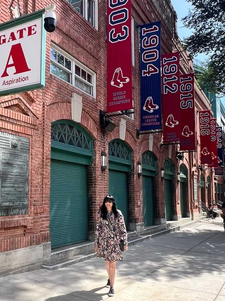 Bejal standing outside Fenway Park in Boston