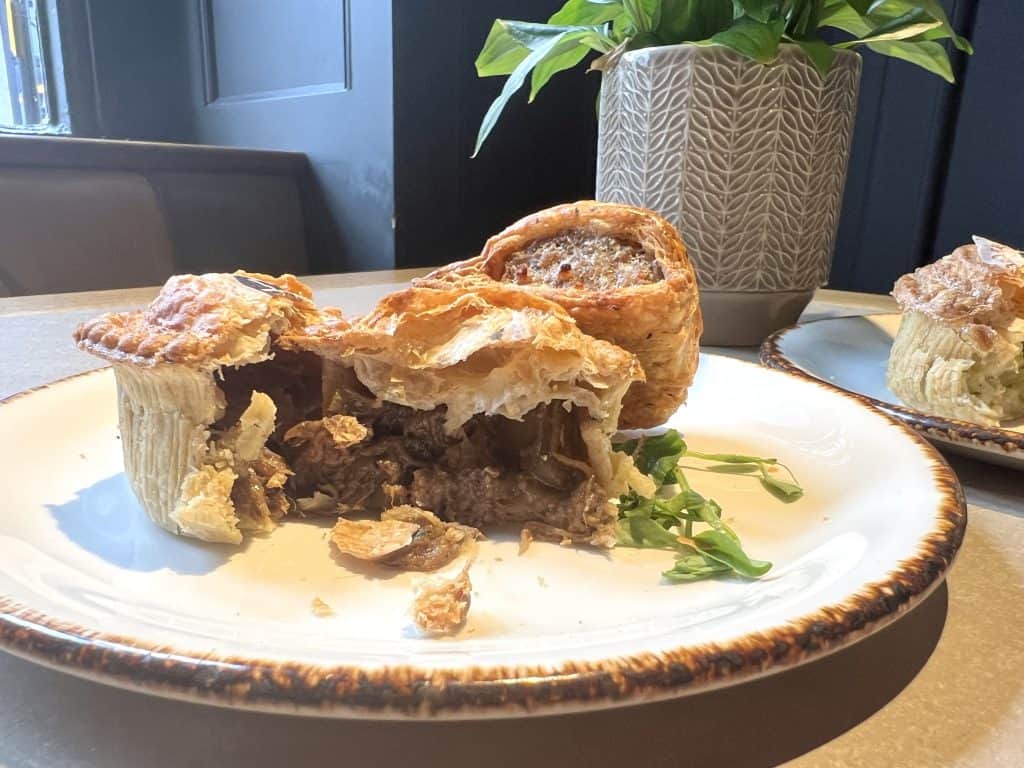 Open beef brisket pie