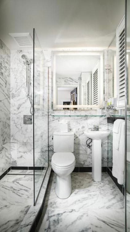 Staypineapple hotel bathroom, quirky and cool Boston hotels