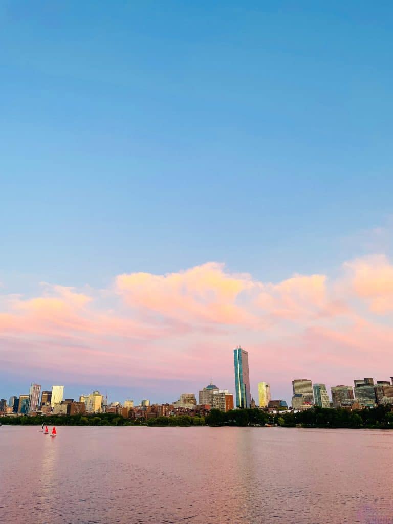 Cotton candy sunset over the Harvard Bridge