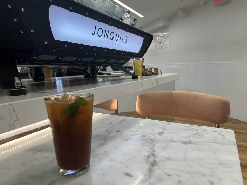 Cafes and Brunch Spots in Boston: Jonquils Cafe iced coffee